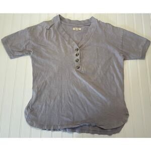 Madewell Purple Lilac Relaxed Henley Tee T Shirt Top Buttons Size Women's Small